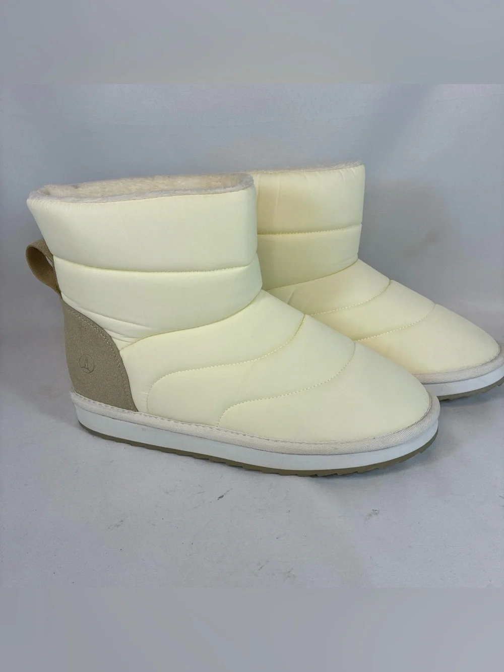 Lands End Ladies Puffer Insulated Quilted Faux Fur Lined Boots Sz 8